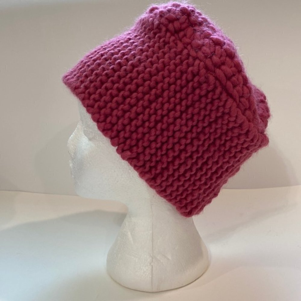 Handmade Pink Thick Knit Hat Beanie - Picture 5 of 14